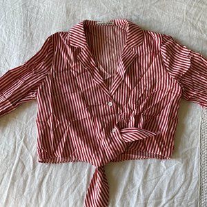 Striped Reformation Jeans Top Front Tie
